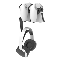 Station de charge pour manettes PS5 DualSense et Edge, station de charge rapide 2-en-1 avec crochet pour casque, lumière RVB 7 couleurs