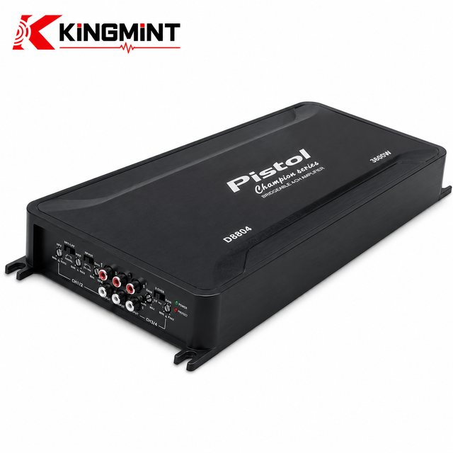 High Performance Heavy Duty 4 Channel Class AB Car Amplifier 85W x 4 RMS 3800W Peak 150W x 2 Bridged for Car Audio GM-D804