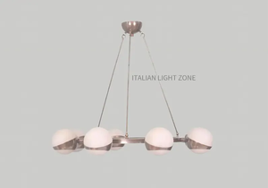 Mid Century Sputnik Chandelier 8 Globe Brass Pendant <b>Light</b> <b>Circle</b> Cut Shade Ceiling Fixture for Dining Room Living Room Interior - Product Image 4