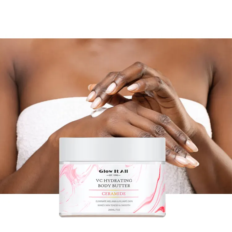 Helfen Sie sogar SKin Tone Natural Ingredient Benutzer definierte Bio-Shea butter Peitsche Body White ning Cream für schwarze Frauen