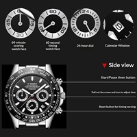 Jam Tangan Pria Modis  Mewah Klasik Quartz Timer  Penunjuk Waktu Lampu Malam  Jam Tangan Sport Tahan Air Bahan Baja