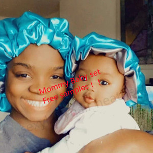 Logotipo personalizado Mommy and Me Bonnet Silk Sleeping Designer Bonnet Soft Braid Satin Bonnets - Product Image 1