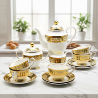 Service à thé et à café en céramique écologique de style européen vintage, 17 pièces, avec motifs en relief