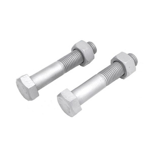 Hexagonal Bolt M12x80 8.8 Grade Zinc Plated With Nuts For Construction Fastener Connection - Product Image 1