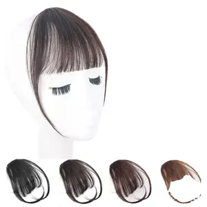 Bán Buôn Chịu Nhiệt Hairpiece Bangs Clip Trong Phần Mở Rộng Không Khí Wispy Fringe Với Những Ngôi Đền Clip Trong Bangs Fringe Cho Phụ Nữ