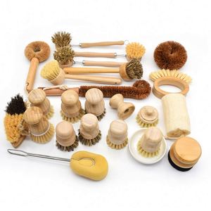 Wholesale Bamboo <b>Bottle</b> <b>Brush</b> Sisal Coconut Palm Sponge Cleaning Dish <b>Brush</b> Set for Kitchen - Product Image 4