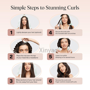 Set Arricciacapelli Senza Calore in Raso con Logo Personalizzato, per <span class=keywords><strong>Ricci</strong></span> Morbidi Senza Crespo, Fascia per Arricciare i Capelli Durante la Notte - Product Image 5