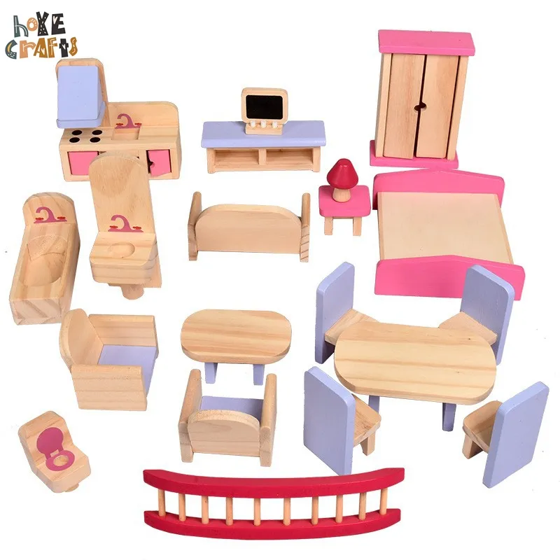 ملحقات الديكور دمية نمط جديد للأطفال لعبة التظاهر خشبية أثاث صغير لطيف