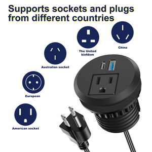 Nhà máy được xây dựng trong máy tính để bàn chúng tôi Ổ cắm điện ổ cắm thông minh nội thất văn phòng Ổ cắm điện mini Vòng Grommet ổ cắm với USB-A + USB-C - Product Image 3