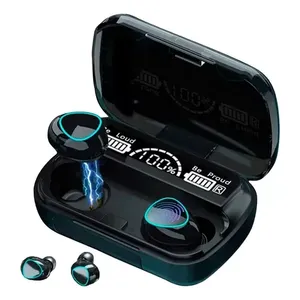 Bluetooth 5.1 M10 Tws cuffie indicatore digitale colore nero luce bianca