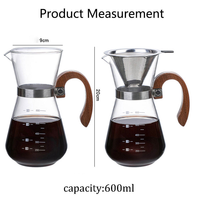 Carafe à café en verre borosilicate haute résistance avec filtre en acier inoxydable, pot à café pour infusion manuelle, pour la préparation quotidienne du café