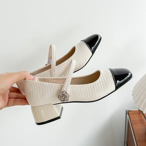 Scarpe <span class=keywords><strong>Mary</strong></span> <span class=keywords><strong>Jane</strong></span> da Donna, Nuova Collezione Primavera, Stile Retrò Francese, <span class=keywords><strong>Tacco</strong></span> Alto e Spesso, Eleganti Scarpe da Sera in Pelle - Product Image 4