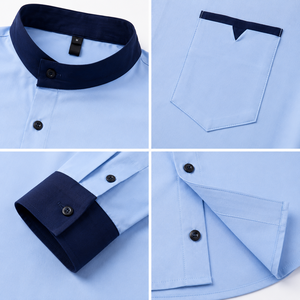 <span class=keywords><strong>Camicie</strong></span> a Maniche Lunghe Personalizzate per Uomo - Top Casual di Alta Qualità per Streetwear, Bottoni Irregolari, Abbigliamento da <span class=keywords><strong>Cameriere</strong></span> - Product Image 4