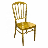 Chaise de banquet de luxe à cadre doré, chaise de salle à manger en métal de style Napoléon pour événements de mariage et locations, idéale pour restaurants