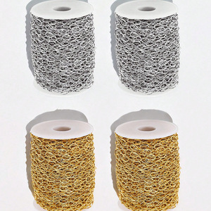 Chaîne ovale à maillons croisés au mètre, en acier inoxydable plaqué or PVD 18 carats, chaîne câble texturée pour la fabrication de bracelets et colliers DIY - Product Image 3