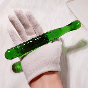 Vente en gros jouet pour adulte long transparent en cristal double plug <span class=keywords><strong>anal</strong></span> verre vert - Product Image 5