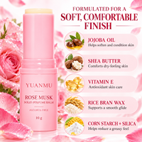 Baume de parfum solide Rose Musc Marque Blanche Sans Alcool, Parfum de Poche avec Huile de Jojoba, Beurre de Karité et Vitamine E