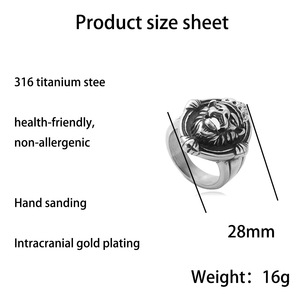 Men's Titanium Steel Lion <b>Ring</b> Animal Shape Retro Punk Style Stainless Steel Jewelry Gift 27060 - Product Image 5