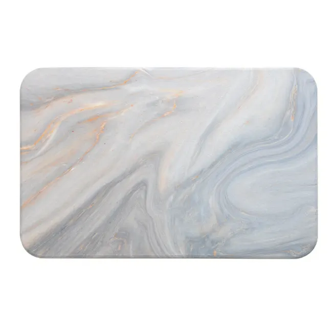 Skymoving New Marble Design Super Absorbent Quick Drying Diatomaceous Earth Bath Mat Diatomite Stone Bath Mats