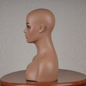 Commercio all'ingrosso realistico espositore parrucca femminile sorridente africano americano manichino testa in fibra di vetro spalle per <span class=keywords><strong>parrucche</strong></span> per il trucco dei capelli delle ragazze - Product Image 3