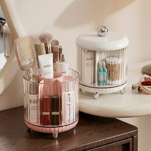 Rotating Makeup Storage Box Transparent Dustproof With Dividers For Cosmetic Organizers - Product Image 3