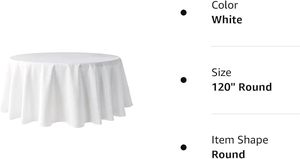 <span class=keywords><strong>Tovaglia</strong></span> Rotonda Bianca Antimacchia 108/120/132 Pollici in Poliestere Resistente all'Acqua e alle Macchie per Matrimoni, Feste, Cene, Buffet, Cucina - Product Image 6