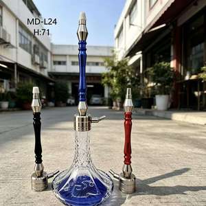 Set de Hookah de Vidrio Transparente con Eje de Aluminio, Base de Acero Inoxidable, 1 Manguera, Shisha Moderna para Fumar, Ideal para Bares y Regalos - Product Image 3