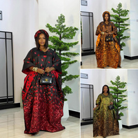 Robe africaine tendance grande taille pour femme S11088, vêtement ample imprimé jacquard, robe Dashiki africaine Boubou + foulard