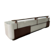Comptoir de réception long et blanc, mobilier moderne pour hall d'entreprise, hôtel, bureau, fabrication sur mesure OEM/ODM, fabricant chinois.