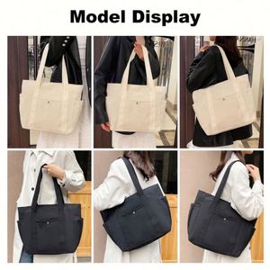 Sacs à bandoulière de luxe personnalisés de haute qualité pour femmes, sacs fourre-tout en toile écologiques réutilisables avec poches et boucle - Product Image 5
