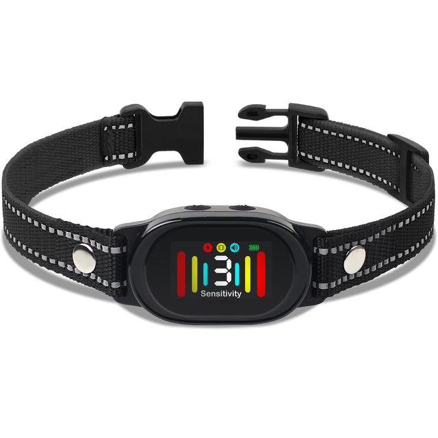 Custom Professional Humane Smart AI Anti Bark Collar Rechargeable IP67 Waterproof Plastic Stop Barking Training Control 40-Day