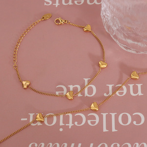 Thời Trang 18K Mạ Làm xỉn Đồ Trang Sức Miễn Phí Thép Không Gỉ Cá Tính Tim Xương Đòn Chuỗi Vòng Cổ Vòng Đeo Tay Bộ Yf2833 - Product Image 2