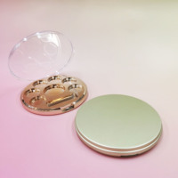 Palette de maquillage ronde 7 couleurs avec couvercle transparent, étui à poudre pressée, fard à paupières, fermoir, cosmétique en plastique