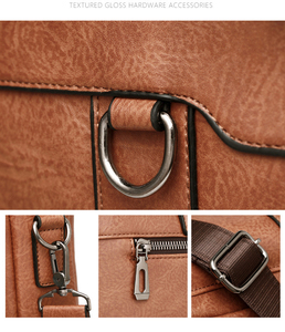 Sacoche de luxe pour <span class=keywords><strong>homme</strong></span> 14 pouces, nouvelle collection, en <span class=keywords><strong>cuir</strong></span> PU vintage, sacoche d'affaires pour ordinateur portable avec fermeture éclair, étanche pour le travail - Product Image 2