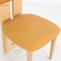 Chaise de Salle à Manger en Bois Massif Rembourrée en Cuir de Luxe, Design Nordique Wabi Sabi Personnalisé, pour Hôtels et Restaurants (Vente en Gros)