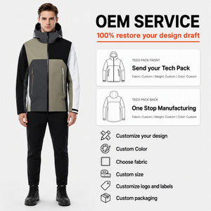 Men's 3-Layer Seam-Sealed Waterproof Softshell Hooded Jacket Color Block Loose Fit Outdoor Windbreaker - Product Image 1