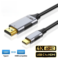 Kabel USB-C ke 2.1 Adapter 4K60Hz/30Hz dengan Selubung PVC untuk iPhone 16/15 MacBook untuk PC TV Proyektor Pemutar DVD
