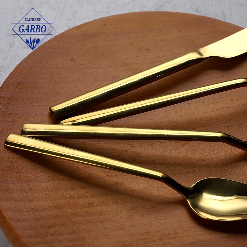 Wholesale 24pcs PVD Champagne Gold Stainless Steel 410/13-0 Cutlery Set Knife Fork Dinner Spoon Tea Spoon for Hotel Restaurant · image 2