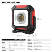 Lampe de travail magnétique rechargeable Brimmel, 4 modes d'éclairage, jusqu'à 1100 lm, 5 V 1 A, étanche IP54 pour intérieur/extérieur, camping, réparation automobile
