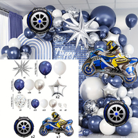 Kit d'arche de ballons en latex et aluminium pour fête d'anniversaire, thème moto de course, avec ballons en forme d'étoile, ronds et pneus, en matériaux sûrs