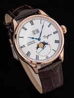 Montre homme en acier inoxydable avec mouvement automatique mécanique ST2528 à phase lunaire, verre saphir plat de haute qualité, prix d'usine, en vente
