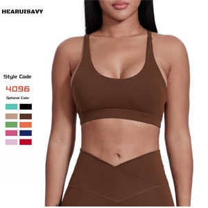 HEARUISAVY Soutien-gorge de sport à col rond et bretelles fines en tissu respirant et frais, taille plus, pour femmes - Product Image 5