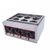 Mini cuiseur électrique 6 trous en acier inoxydable, cuiseur commercial de table, machine à cuire les pâtes avec paniers