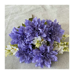 Flores Artificiales Suzume Ii, Dalia de Nueve Cabezas, 47 cm, Serie Morada, Decoración para Bodas y Hogar, Arreglo Floral Hecho a Mano - Product Image 5