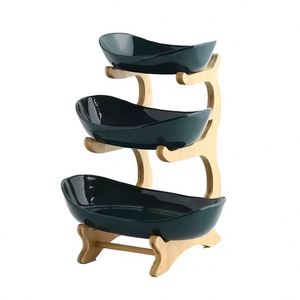 Plato de Frutas de Plástico Resistente a Caídas, Estilo Nórdico Minimalista y Ecológico, con Marco de Madera y Diseño de Dos/Tres Niveles para Hoteles - Product Image 2