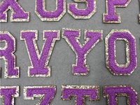 Parches de Corazón de Chenilla Morada con Lentejuelas, Adhesivos Termoadhesivos con Brillo Plateado, Bordado Láser, Adorno de Flores para Prendas y Gorras