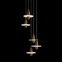 XZ décoration sombre espagnol albâtre cannelé Antique vieilli en laiton Led lustres suspendus chevet Design suspension haut plafond