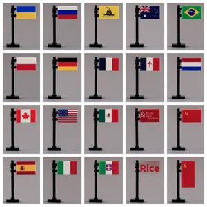 MOC Blocs de construction Drapeau de la Victoire de la Russie, Accessoires de mât de drapeau national américain, Tuiles imprimées, Briques, Jouets de tiers, Cadeau - Product Image 2