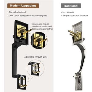 Manija de Puerta Moderna en Negro Mate, de Zinc, con Palanca de Entrada Ambidiestra, Fácil Instalación, Herraje para Puerta Principal - Product Image 5