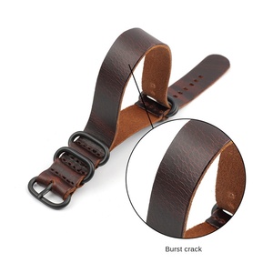 Cinturino <span class=keywords><strong>in</strong></span> pelle lunga e traspirante con fibbia nera smerigliata elettrolitica con cinturino <span class=keywords><strong>in</strong></span> pelle di vacchetta incrinata 18mm - Product Image 4